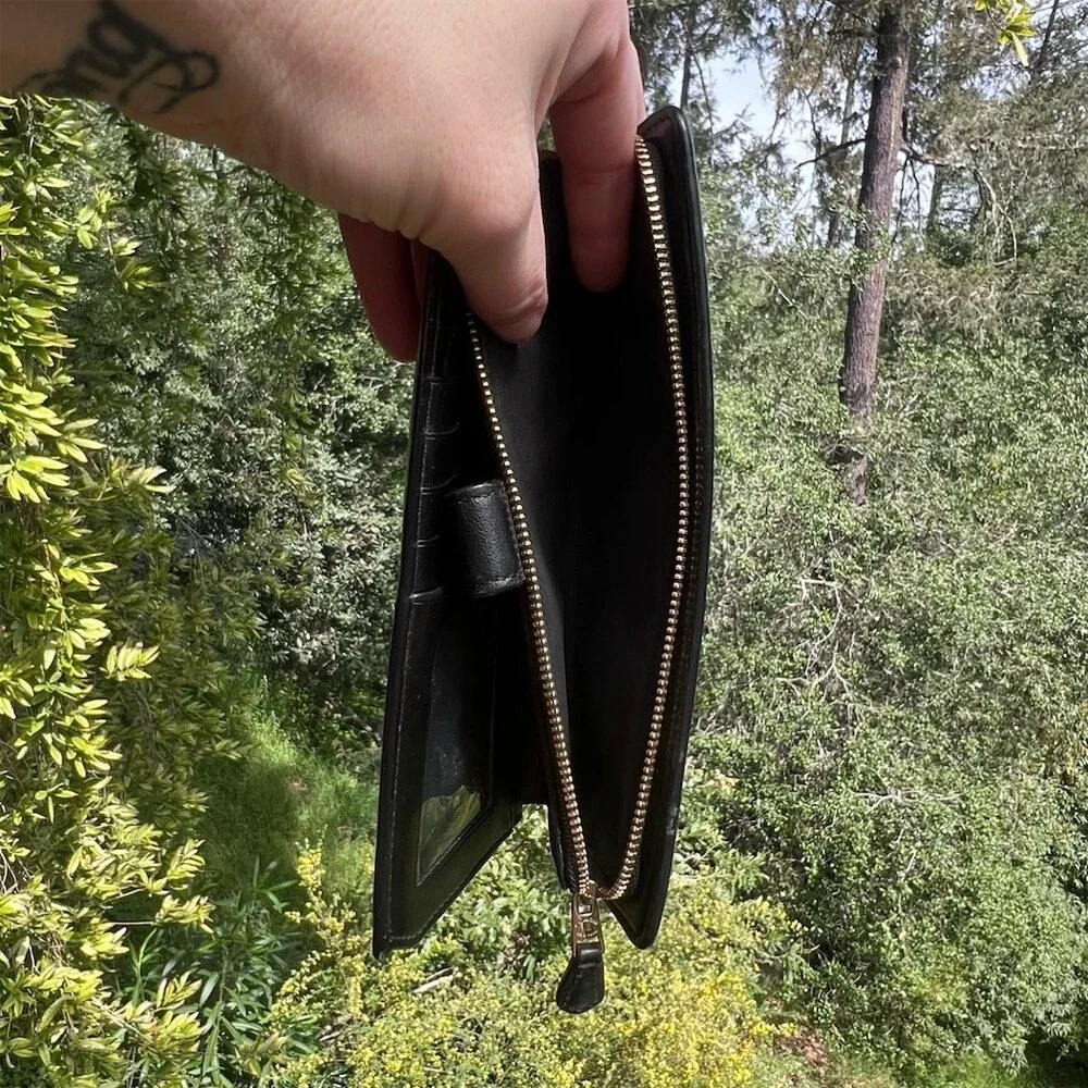 COACH Black Leather Slim Wallet Credit Card Holder w Gold Hardware AUTHENTIC - Picture 5 of 7